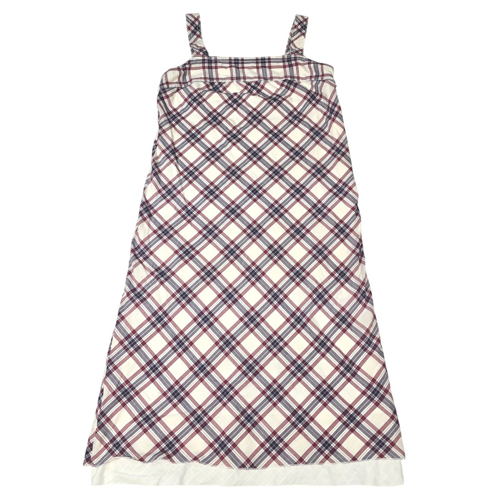 VTG Tommy Hilfiger Plaid Midi Dress Womens 4 Red Blue Cotton Sleeveless Preppy